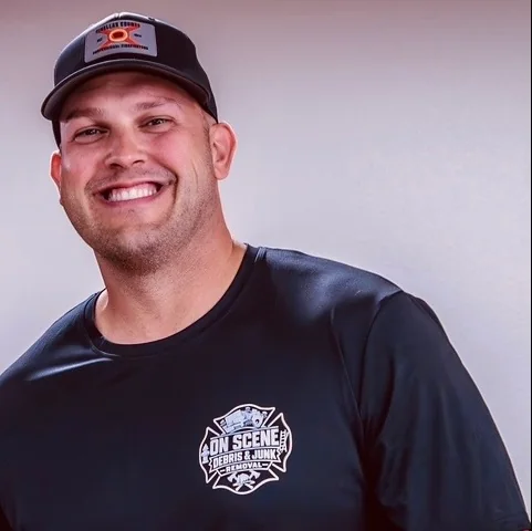 Pat Klemba, owner of On Scene Debris and Junk Removal, in an On Scene shirt